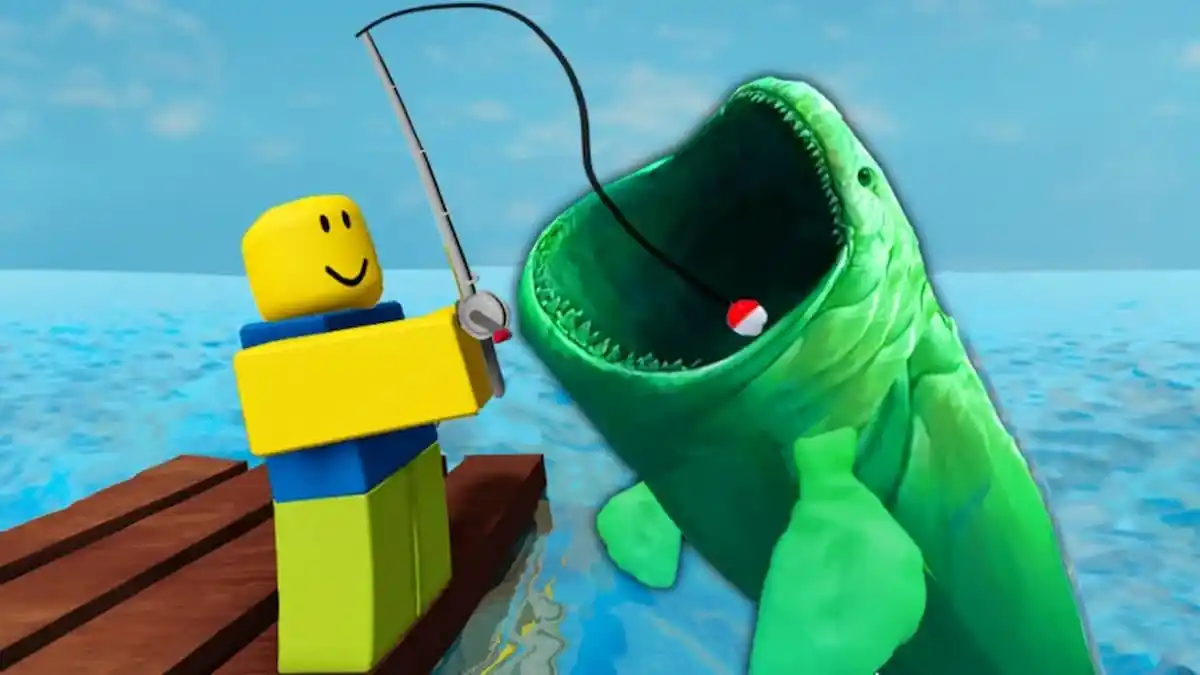 Roblox character fishing in ocean