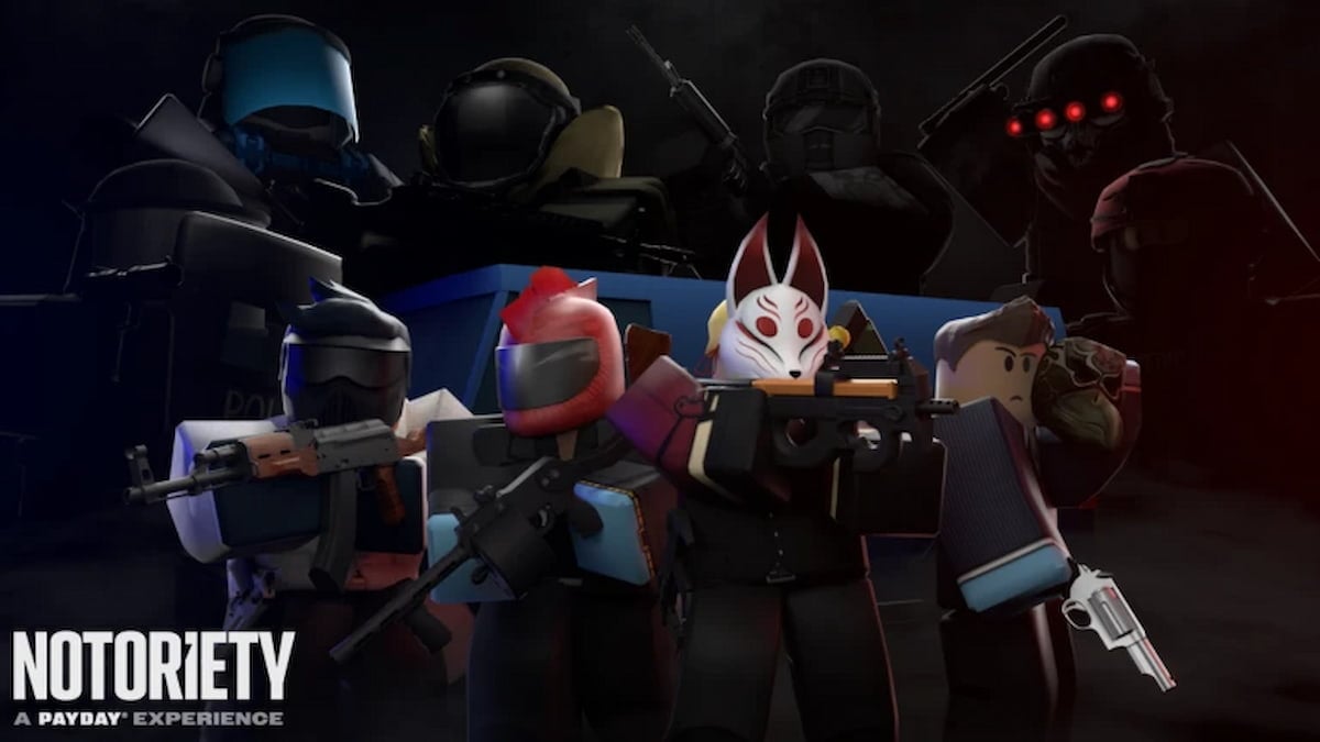 Masked gunmen in Roblox Notoriety game