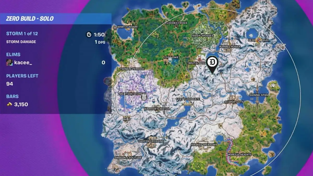 Mariah Carey location in Fortnite map