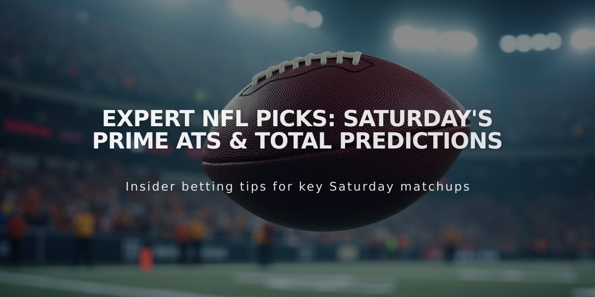 Expert NFL Picks: Saturday's Prime ATS & Total Predictions