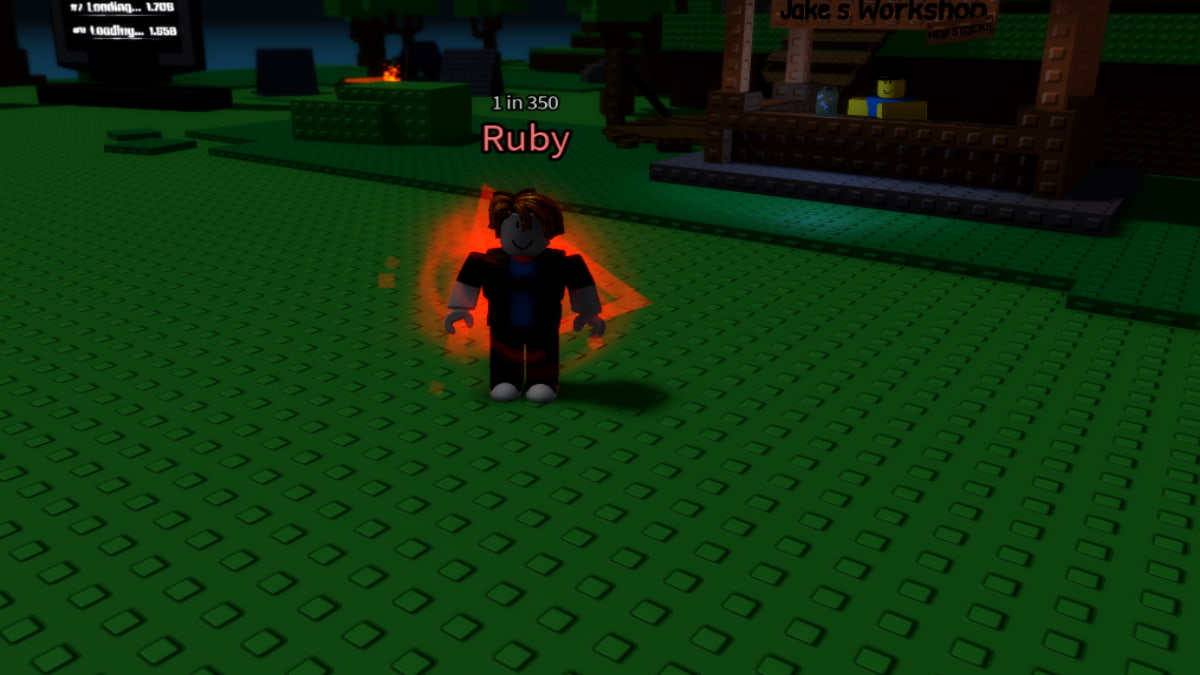 Glowing red Roblox character