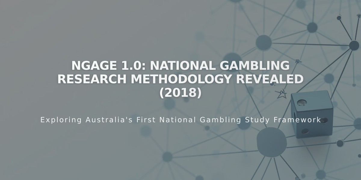 NGAGE 1.0: National Gambling Research Methodology Revealed (2018)