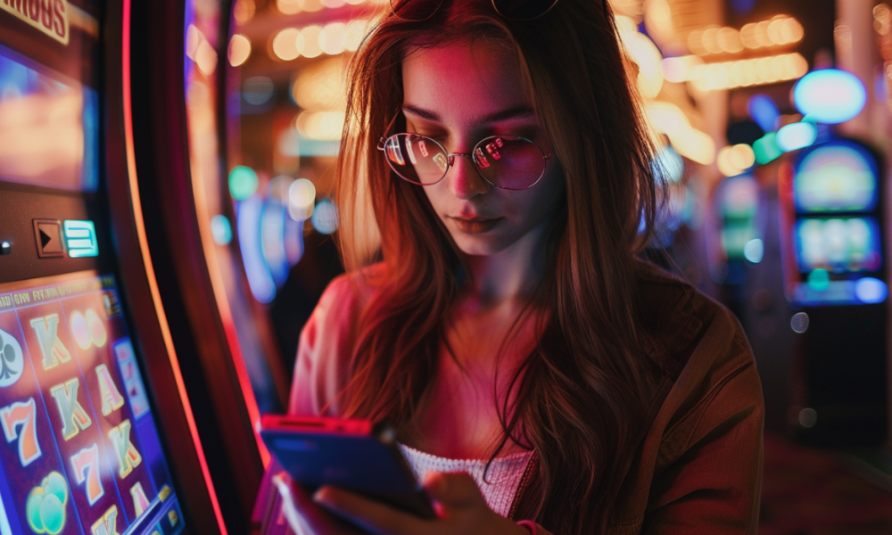 Woman checking smartphone