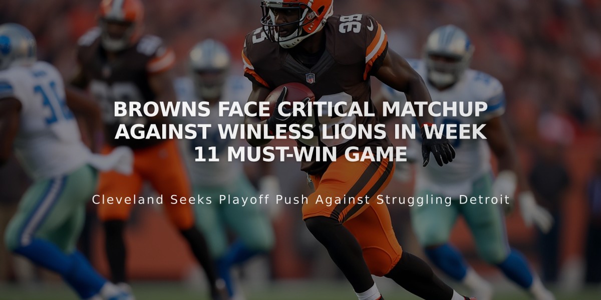 Browns Face Critical Matchup Against Winless Lions in Week 11 Must-Win Game