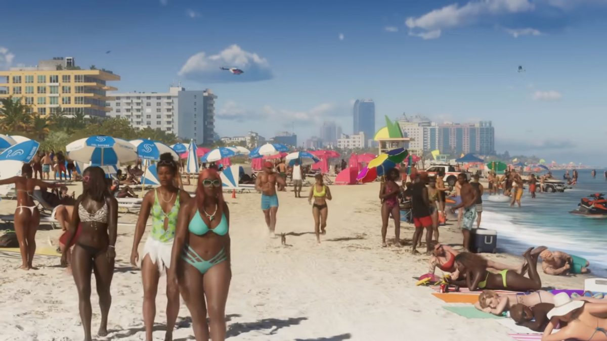 Sunny beach scene in Vice City